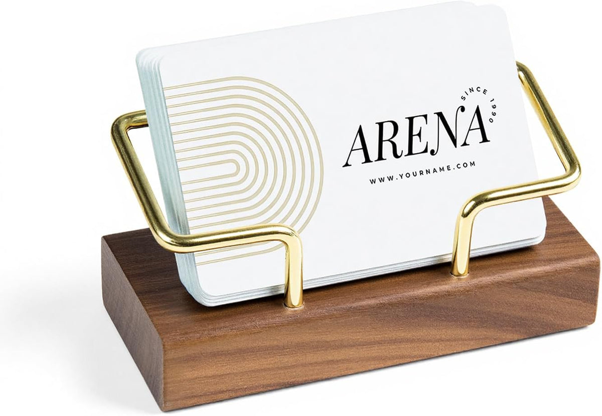 Business Card Holder for Desk, Minimalist Office Wooden Organizer