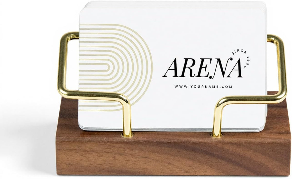 Business Card Holder for Desk, Minimalist Office Wooden Organizer