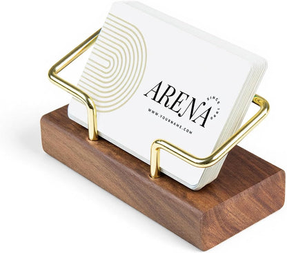 Business Card Holder for Desk, Minimalist Office Wooden Organizer