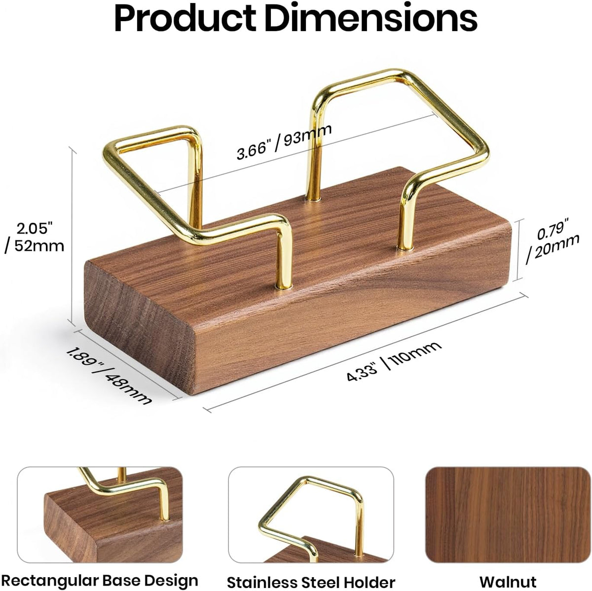 Business Card Holder for Desk, Minimalist Office Wooden Organizer