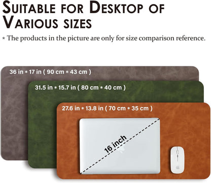 Distressed Leather Desk Mat - Non-Slip PU Desk Pad for Office and Home - Desk Organization and Accessories - Ideal for Large Mouse Pad and Desk Mats on Top of Desks(Tan,36"x 17")