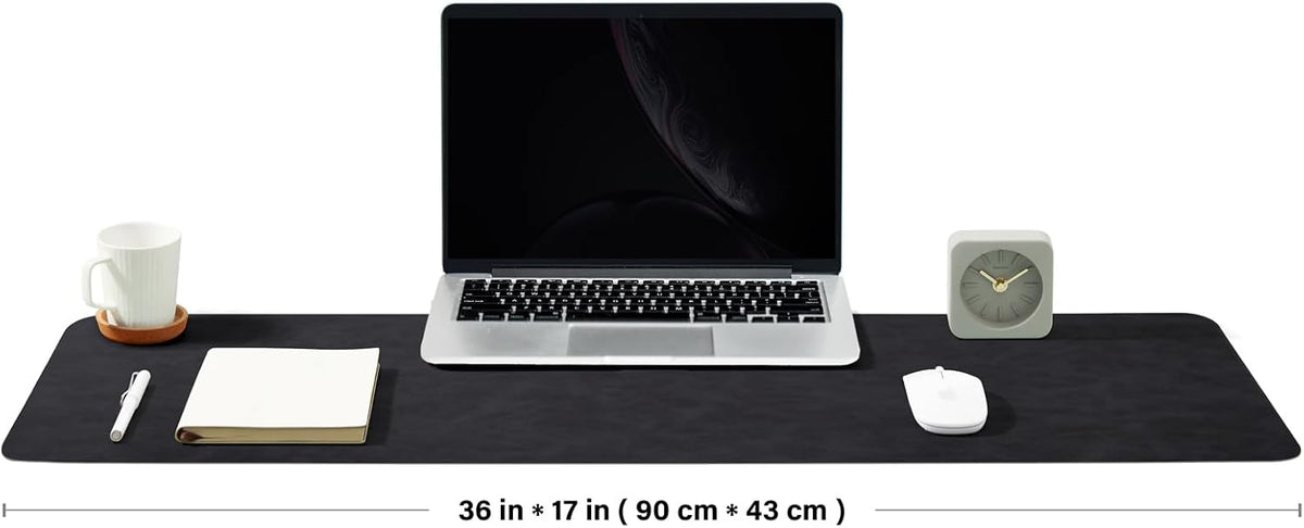 Distressed Leather Desk Mat - Non-Slip PU Desk Pad for Office and Home - Desk Organization and Accessories - Ideal for Large Mouse Pad and Desk Mats on Top of Desks(Tan,36"x 17")