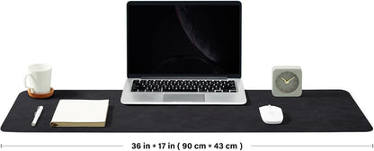 Distressed Leather Desk Mat - Non-Slip PU Desk Pad for Office and Home - Desk Organization and Accessories - Ideal for Large Mouse Pad and Desk Mats on Top of Desks(Tan,36"x 17")
