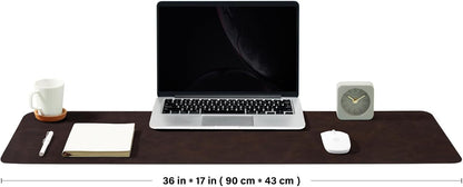 Distressed Leather Desk Mat - Non-Slip PU Desk Pad for Office and Home - Desk Organization and Accessories - Ideal for Large Mouse Pad and Desk Mats on Top of Desks(Tan,36"x 17")