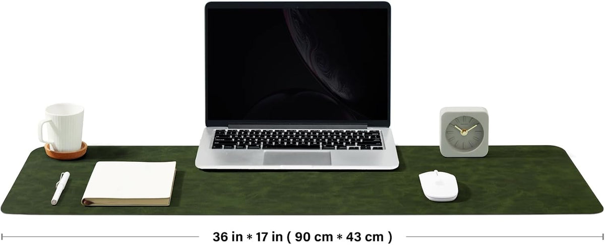 Distressed Leather Desk Mat - Non-Slip PU Desk Pad for Office and Home - Desk Organization and Accessories - Ideal for Large Mouse Pad and Desk Mats on Top of Desks(Tan,36"x 17")