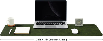 Distressed Leather Desk Mat - Non-Slip PU Desk Pad for Office and Home - Desk Organization and Accessories - Ideal for Large Mouse Pad and Desk Mats on Top of Desks(Tan,36"x 17")
