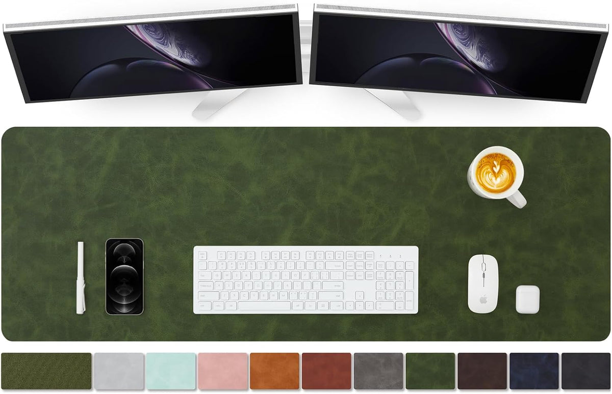 Distressed Leather Desk Mat - Non-Slip PU Desk Pad for Office and Home - Desk Organization and Accessories - Ideal for Large Mouse Pad and Desk Mats on Top of Desks(Tan,36"x 17")