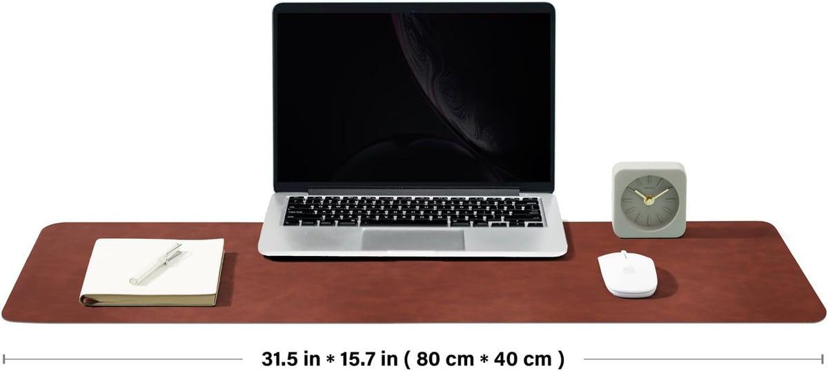 Distressed Leather Desk Mat - Non-Slip PU Desk Pad for Office and Home - Desk Organization and Accessories - Ideal for Large Mouse Pad and Desk Mats on Top of Desks(Tan,36"x 17")