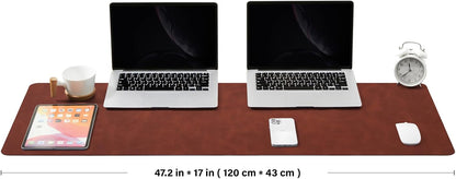 Distressed Leather Desk Mat - Non-Slip PU Desk Pad for Office and Home - Desk Organization and Accessories - Ideal for Large Mouse Pad and Desk Mats on Top of Desks(Tan,36"x 17")