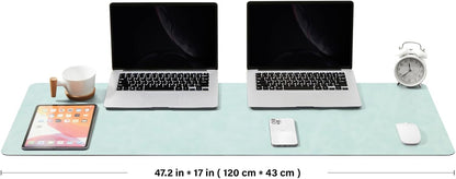 Distressed Leather Desk Mat - Non-Slip PU Desk Pad for Office and Home - Desk Organization and Accessories - Ideal for Large Mouse Pad and Desk Mats on Top of Desks(Tan,36"x 17")