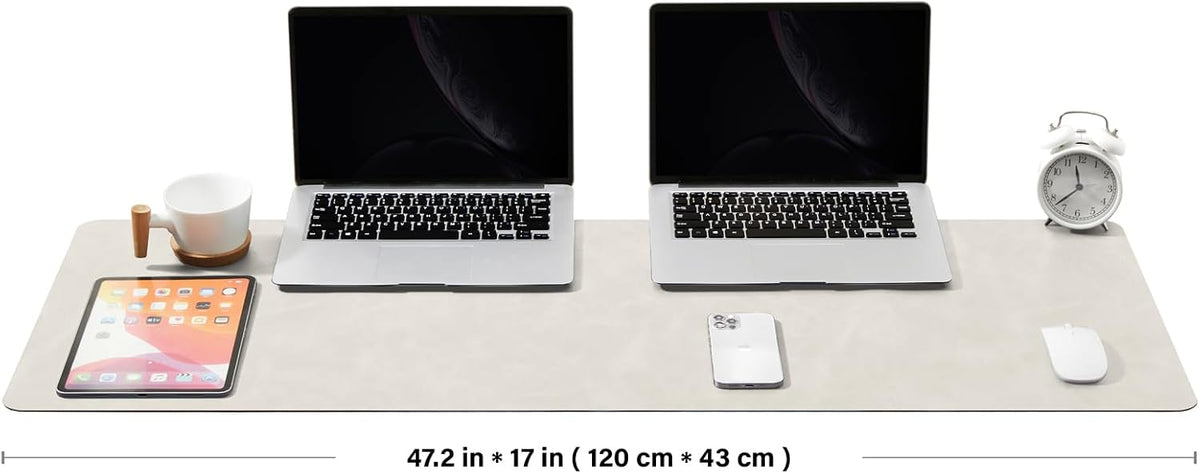 Distressed Leather Desk Mat - Non-Slip PU Desk Pad for Office and Home - Desk Organization and Accessories - Ideal for Large Mouse Pad and Desk Mats on Top of Desks(Tan,36"x 17")