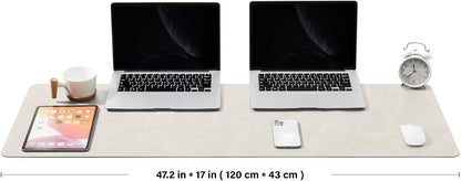Distressed Leather Desk Mat - Non-Slip PU Desk Pad for Office and Home - Desk Organization and Accessories - Ideal for Large Mouse Pad and Desk Mats on Top of Desks(Tan,36"x 17")