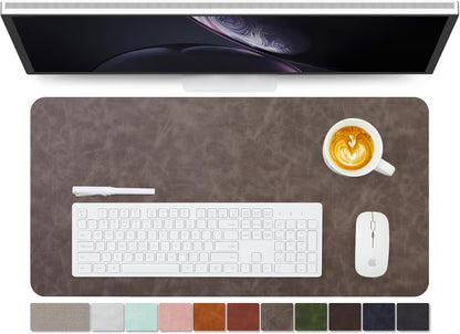 Distressed Leather Desk Mat - Non-Slip PU Desk Pad for Office and Home - Desk Organization and Accessories - Ideal for Large Mouse Pad and Desk Mats on Top of Desks(Tan,36"x 17")