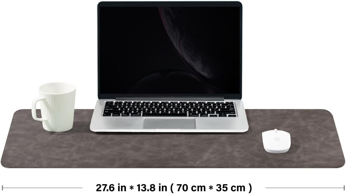 Distressed Leather Desk Mat - Non-Slip PU Desk Pad for Office and Home - Desk Organization and Accessories - Ideal for Large Mouse Pad and Desk Mats on Top of Desks(Tan,36"x 17")