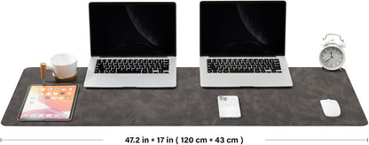 Distressed Leather Desk Mat - Non-Slip PU Desk Pad for Office and Home - Desk Organization and Accessories - Ideal for Large Mouse Pad and Desk Mats on Top of Desks(Tan,36"x 17")