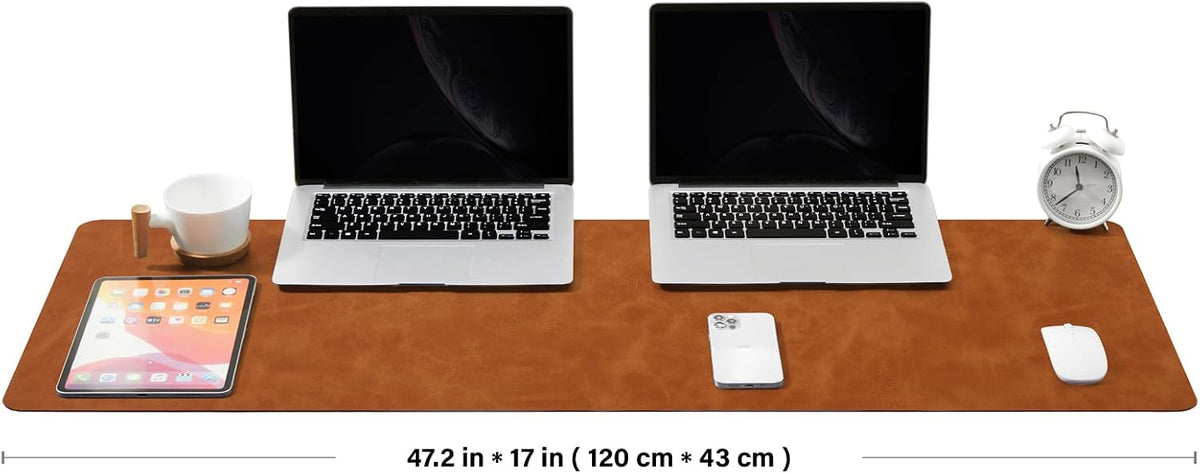 Distressed Leather Desk Mat - Non-Slip PU Desk Pad for Office and Home - Desk Organization and Accessories - Ideal for Large Mouse Pad and Desk Mats on Top of Desks(Tan,36"x 17")
