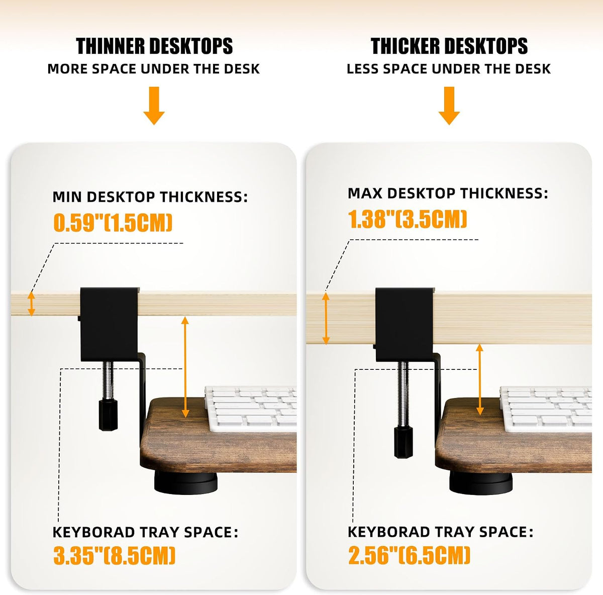 Keyboard Tray Under Desk, Keyboard Holder&Drawer with C-Clamp 25.6"x11.8"