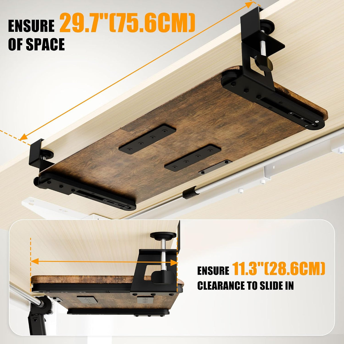 Keyboard Tray Under Desk, Keyboard Holder&Drawer with C-Clamp 25.6"x11.8"