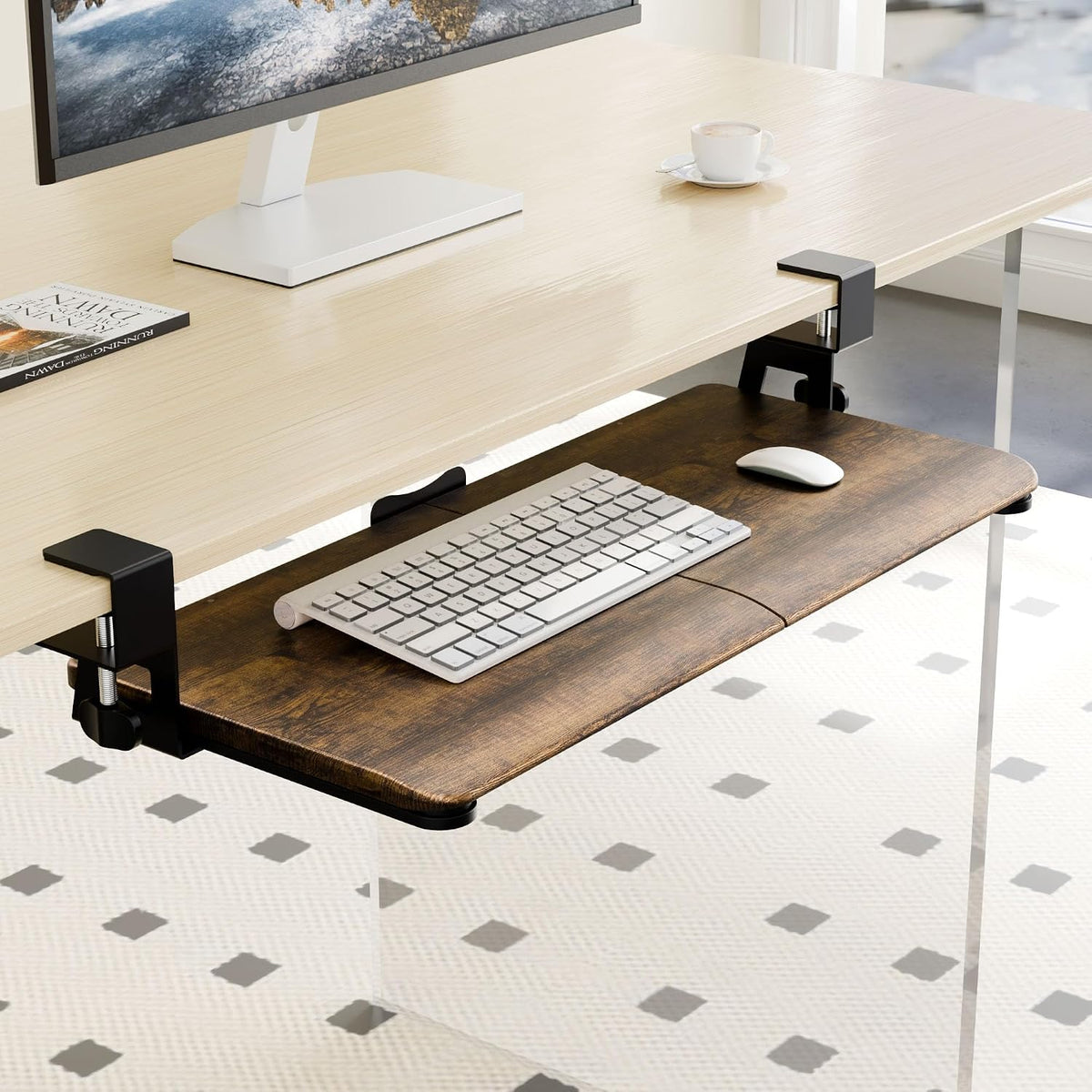 Keyboard Tray Under Desk, Keyboard Holder&Drawer with C-Clamp 25.6"x11.8"