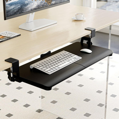 Keyboard Tray Under Desk, Keyboard Holder&Drawer with C-Clamp 25.6"x11.8"