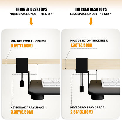 Keyboard Tray Under Desk, Keyboard Holder&Drawer with C-Clamp 25.6"x11.8"