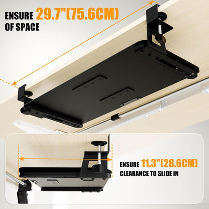 Keyboard Tray Under Desk, Keyboard Holder&Drawer with C-Clamp 25.6"x11.8"