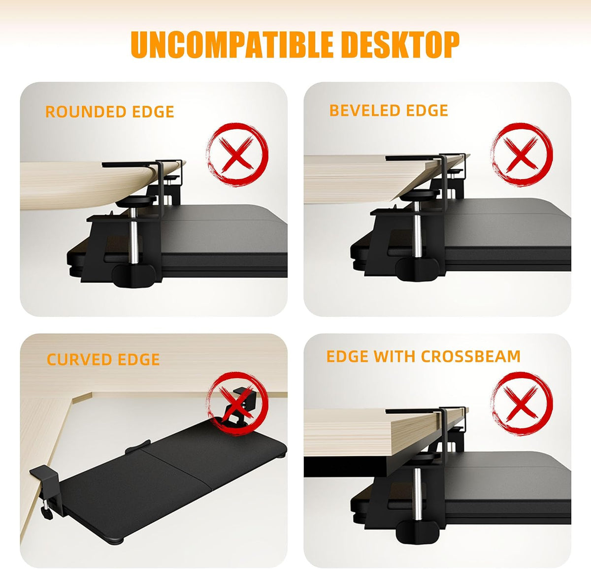 Keyboard Tray Under Desk, Keyboard Holder&Drawer with C-Clamp 25.6"x11.8"