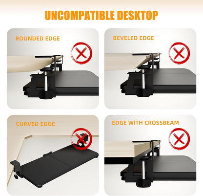 Keyboard Tray Under Desk, Keyboard Holder&Drawer with C-Clamp 25.6"x11.8"