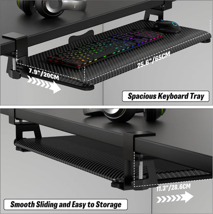Keyboard Tray Under Desk, Keyboard Holder&Drawer with C-Clamp 25.6"x11.8"