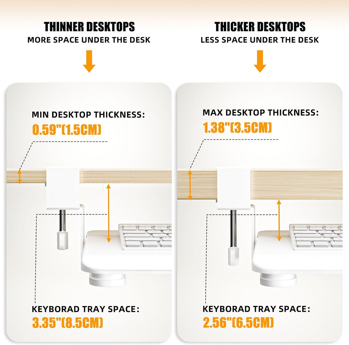 Keyboard Tray Under Desk, Keyboard Holder&Drawer with C-Clamp 25.6"x11.8"