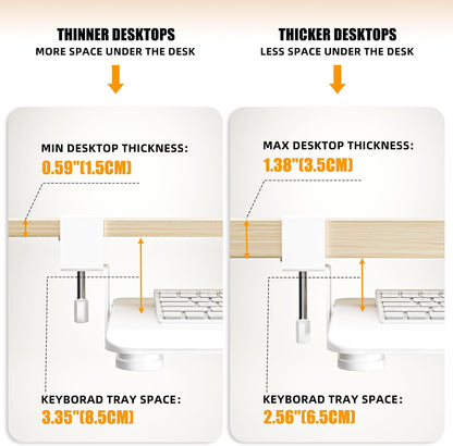 Keyboard Tray Under Desk, Keyboard Holder&Drawer with C-Clamp 25.6"x11.8"