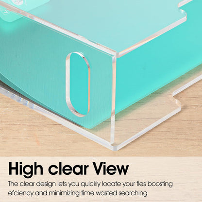 Acrylic File Folder Organizer, Clear Hanging Organizer Box for Letter Size, 5mm Thick Desktop File Holder with Handles, Slim Filing Storage Box for Desk Office Home - 1 Pack