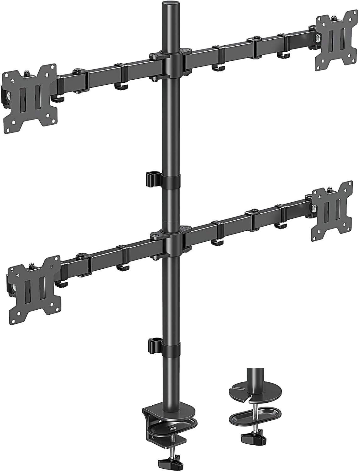 Dual Monitor Stand, Vertical Monitor Mount for 2 Max 32 inch Stack Screen Monitors, Height Adjustable, Swivel, Tilt Monitor Desk Mount with C Clamp Grommet Base, Home Office