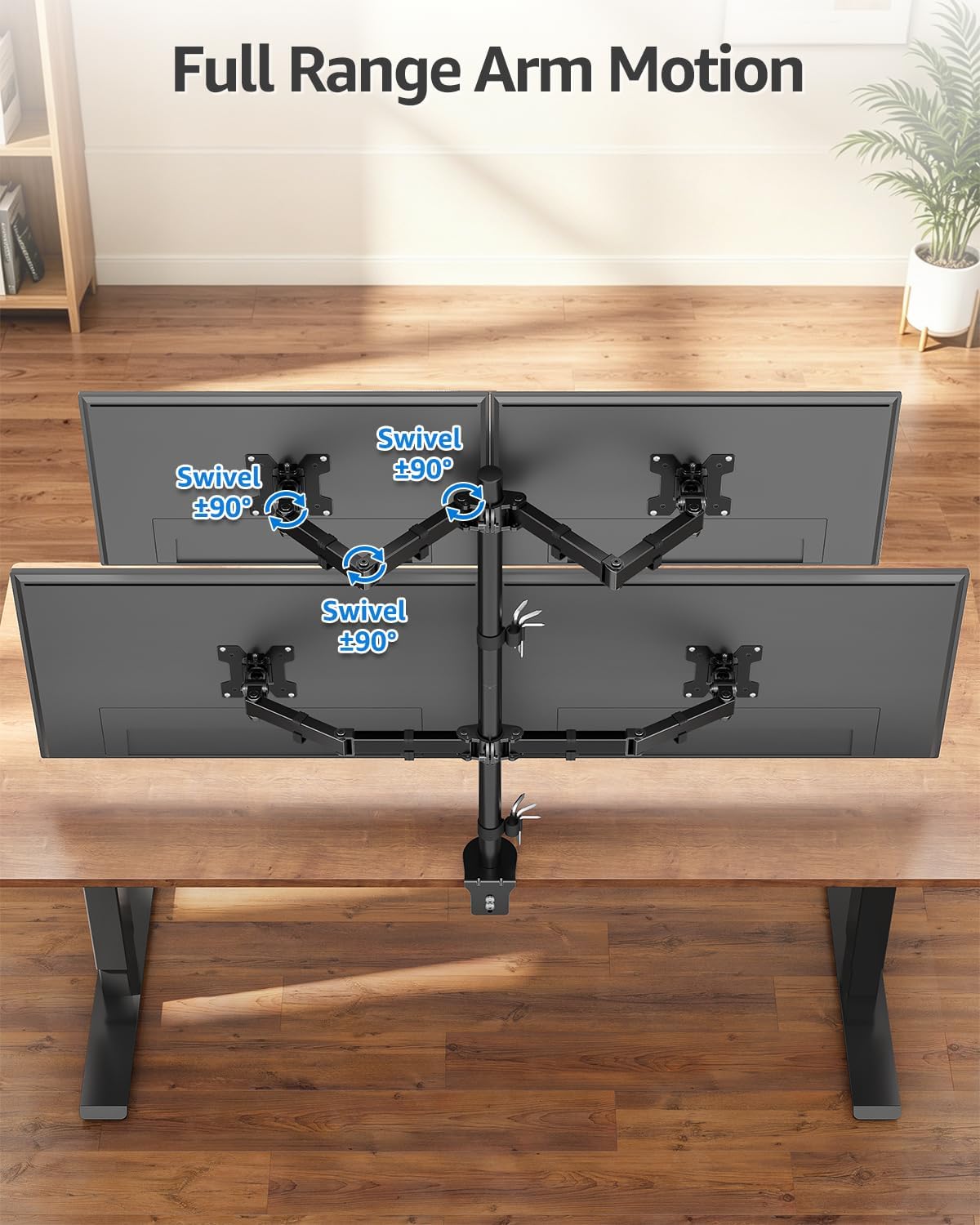 Dual Monitor Stand, Vertical Monitor Mount for 2 Max 32 inch Stack Screen Monitors, Height Adjustable, Swivel, Tilt Monitor Desk Mount with C Clamp Grommet Base, Home Office