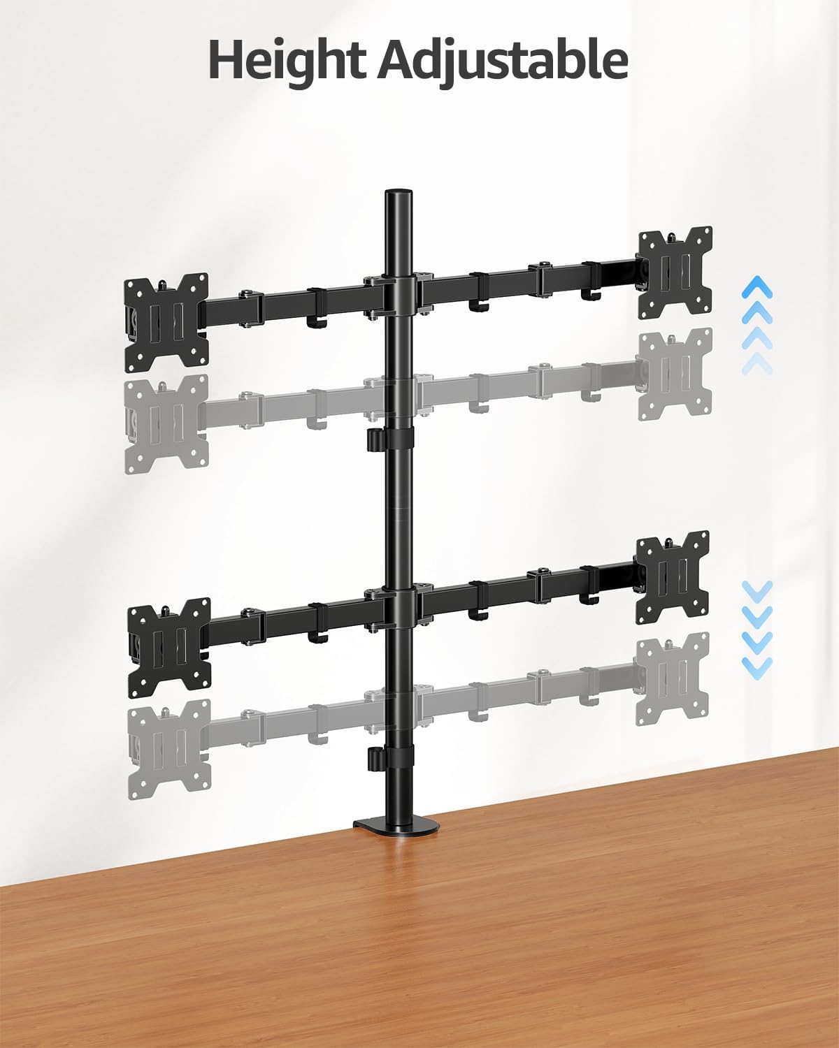 Dual Monitor Stand, Vertical Monitor Mount for 2 Max 32 inch Stack Screen Monitors, Height Adjustable, Swivel, Tilt Monitor Desk Mount with C Clamp Grommet Base, Home Office