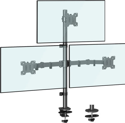 Dual Monitor Stand, Vertical Monitor Mount for 2 Max 32 inch Stack Screen Monitors, Height Adjustable, Swivel, Tilt Monitor Desk Mount with C Clamp Grommet Base, Home Office
