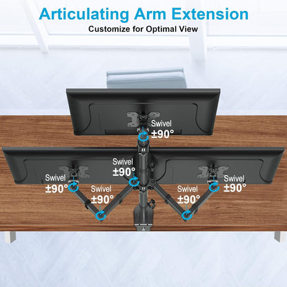 Dual Monitor Stand, Vertical Monitor Mount for 2 Max 32 inch Stack Screen Monitors, Height Adjustable, Swivel, Tilt Monitor Desk Mount with C Clamp Grommet Base, Home Office
