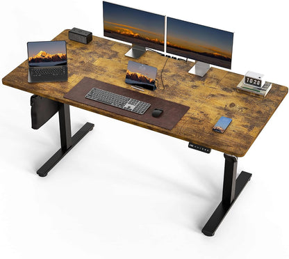 Electric Standing Desk, 63 x 30 Inch, Rustic Brown