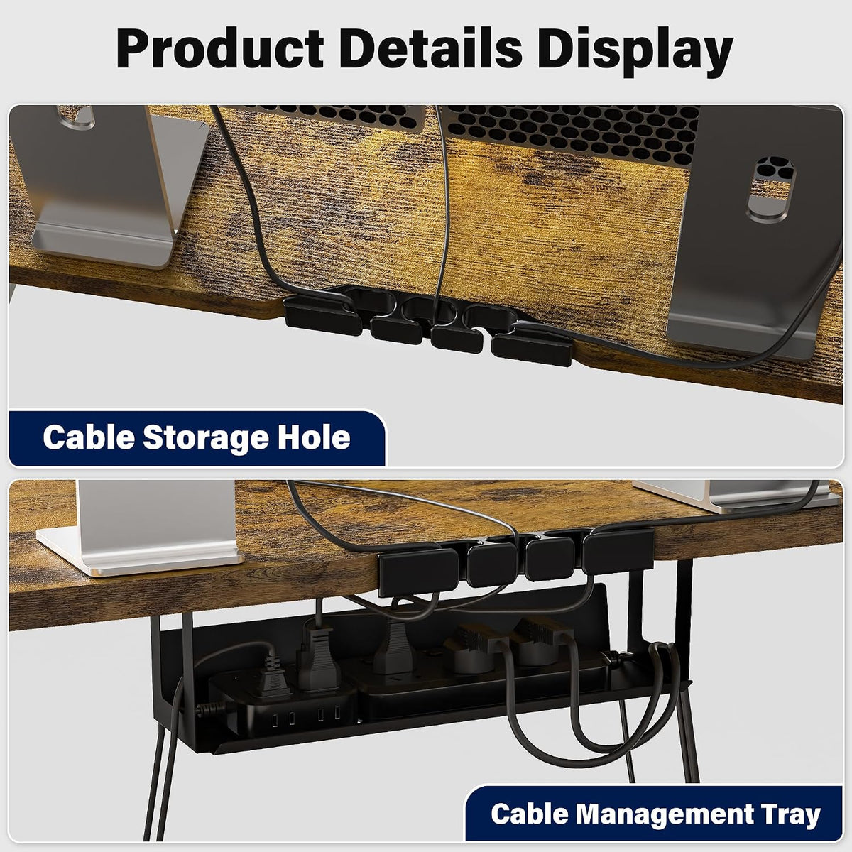 Electric Standing Desk, 63 x 30 Inch, Rustic Brown