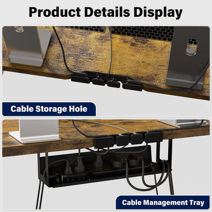 Electric Standing Desk, 63 x 30 Inch, Rustic Brown