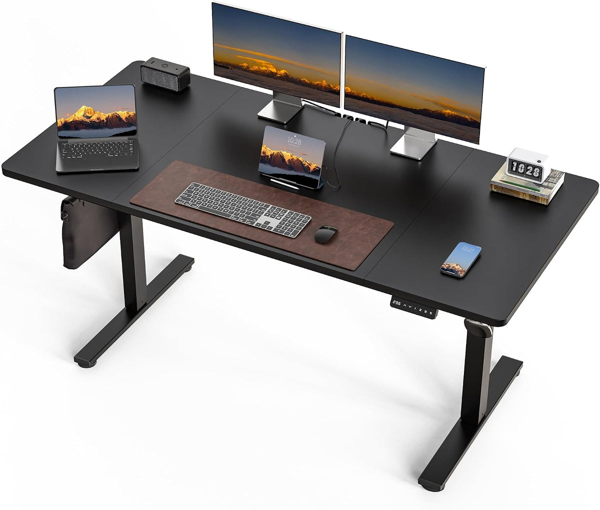 Electric Standing Desk, 63 x 30 Inch, Rustic Brown
