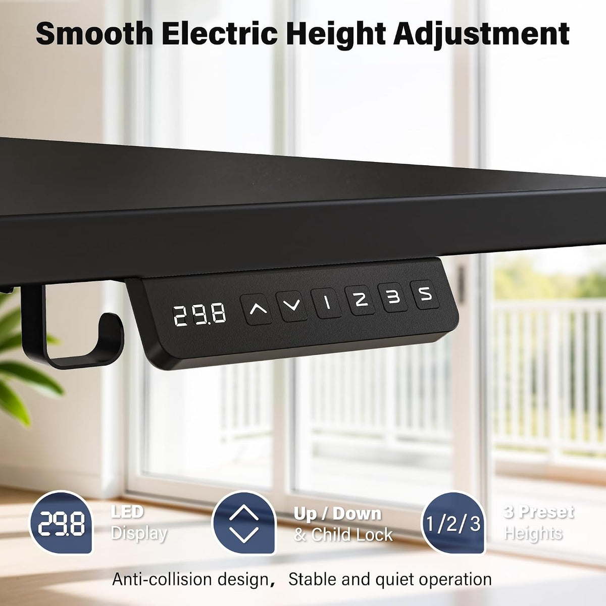 Electric Standing Desk, 63 x 30 Inch, Rustic Brown
