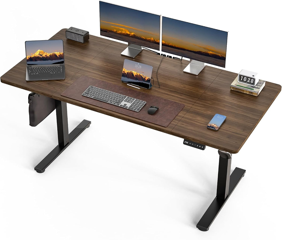 Electric Standing Desk, 63 x 30 Inch, Rustic Brown
