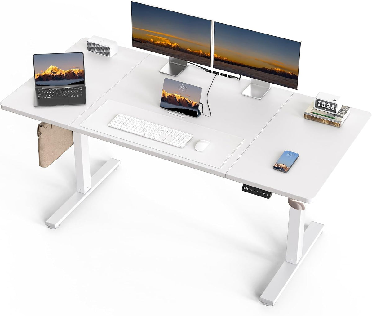 Electric Standing Desk, 63 x 30 Inch, Rustic Brown