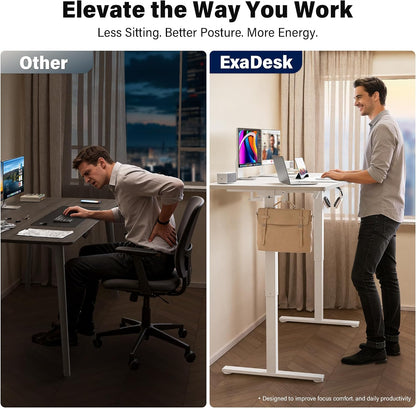 Electric Standing Desk, 63 x 30 Inch, Rustic Brown