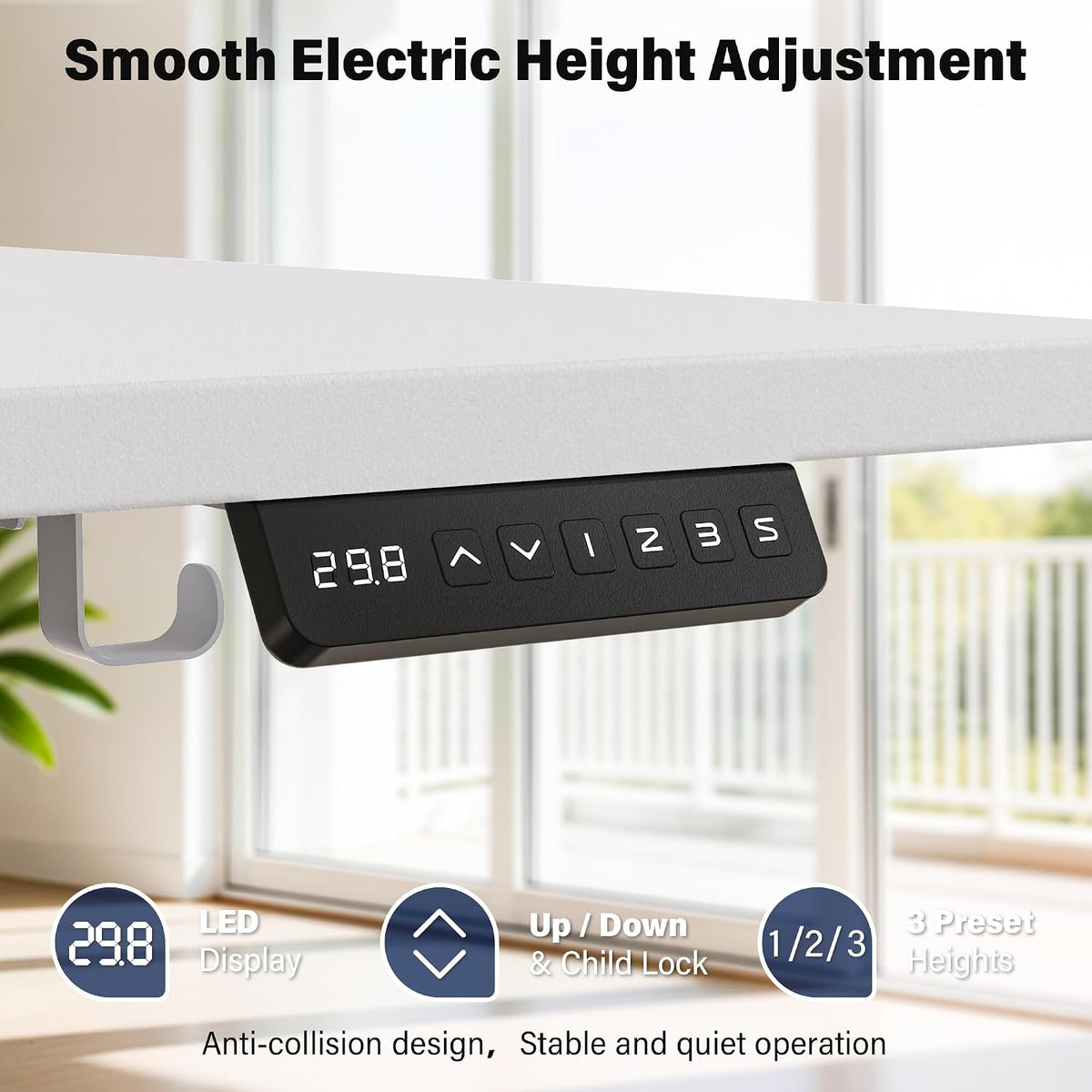 Electric Standing Desk, 63 x 30 Inch, Rustic Brown