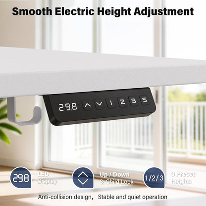Electric Standing Desk, 63 x 30 Inch, Rustic Brown