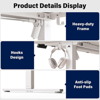 Electric Standing Desk, 63 x 30 Inch, Rustic Brown