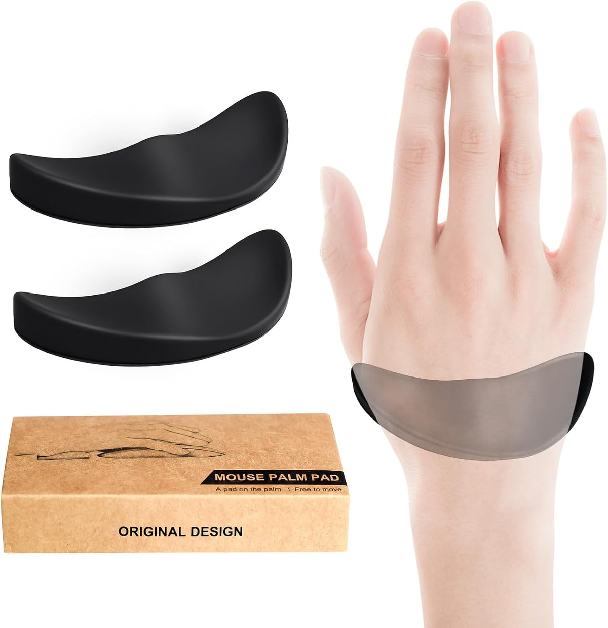 Right-Handed Truly Ergonomic Wrist Rest for Mouse 2 Pack Black