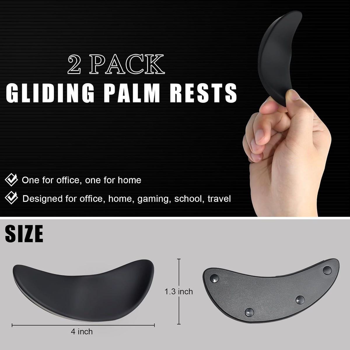 Right-Handed Truly Ergonomic Wrist Rest for Mouse 2 Pack Black